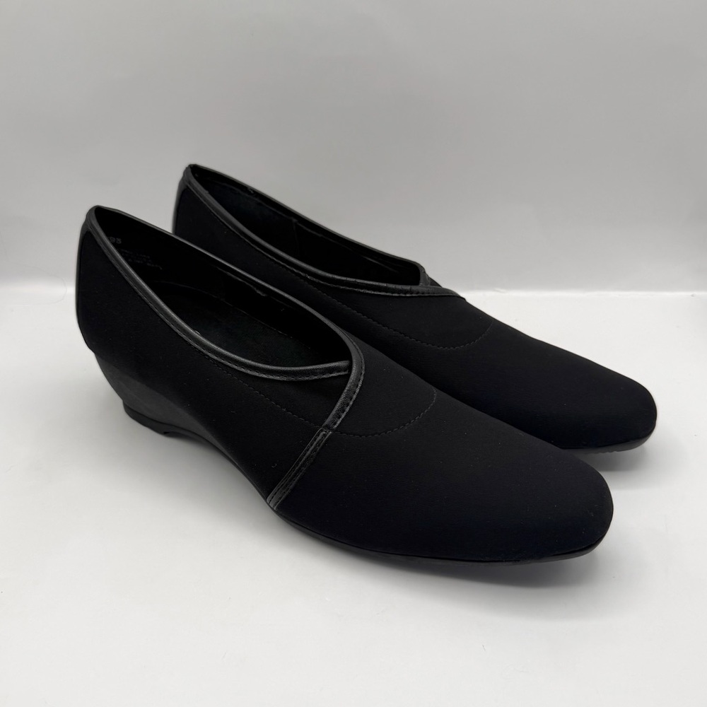 MUNRO AMERICAN DANA M190487 BLACK FABRIC WEDGIES SIZE 10.5 N NEW